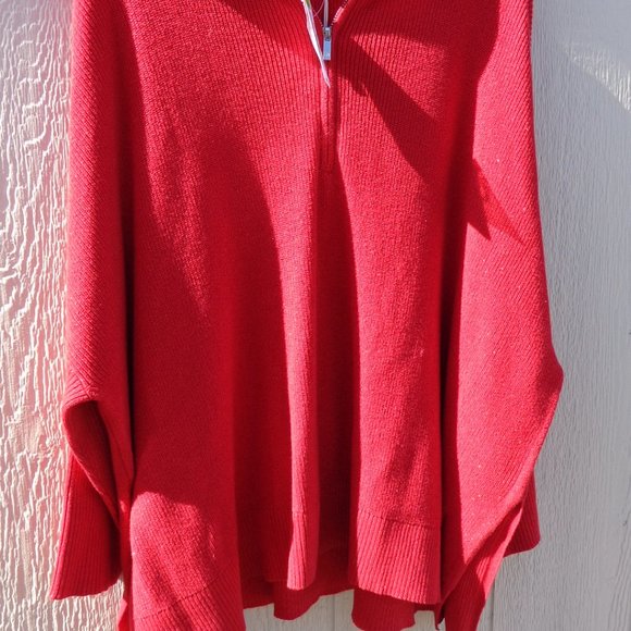 NWT Tommy Bahama OVERSIZED Red Sparkle Poncho Boxy Zip Sweater $118 Plus… - Picture 2 of 11